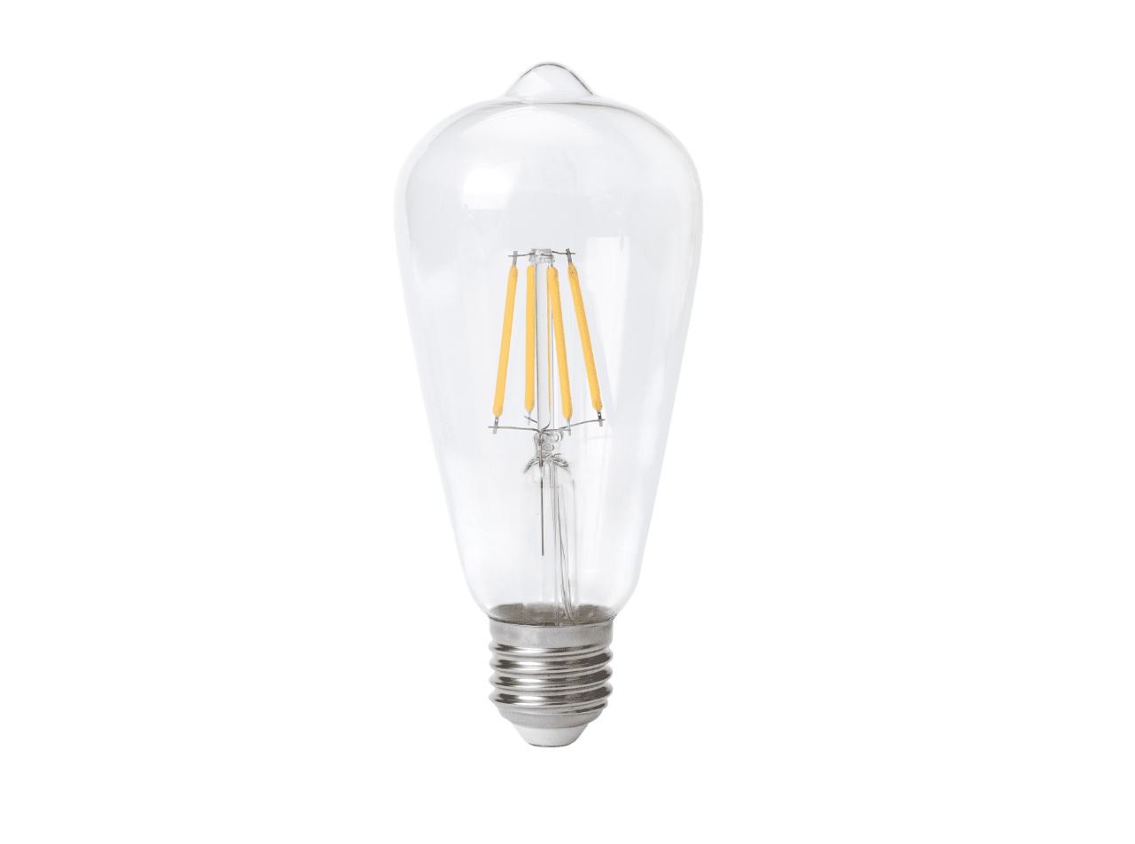 4 Watt Rustik Led Ampul, E27, Beyaz, Kalın Duy, Şeffaf Cam