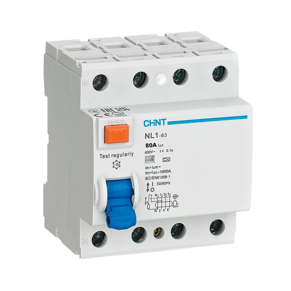 4x80A 30mA Kaçak Akım Rölesi, Trifaze, 4 Kutup, 380V