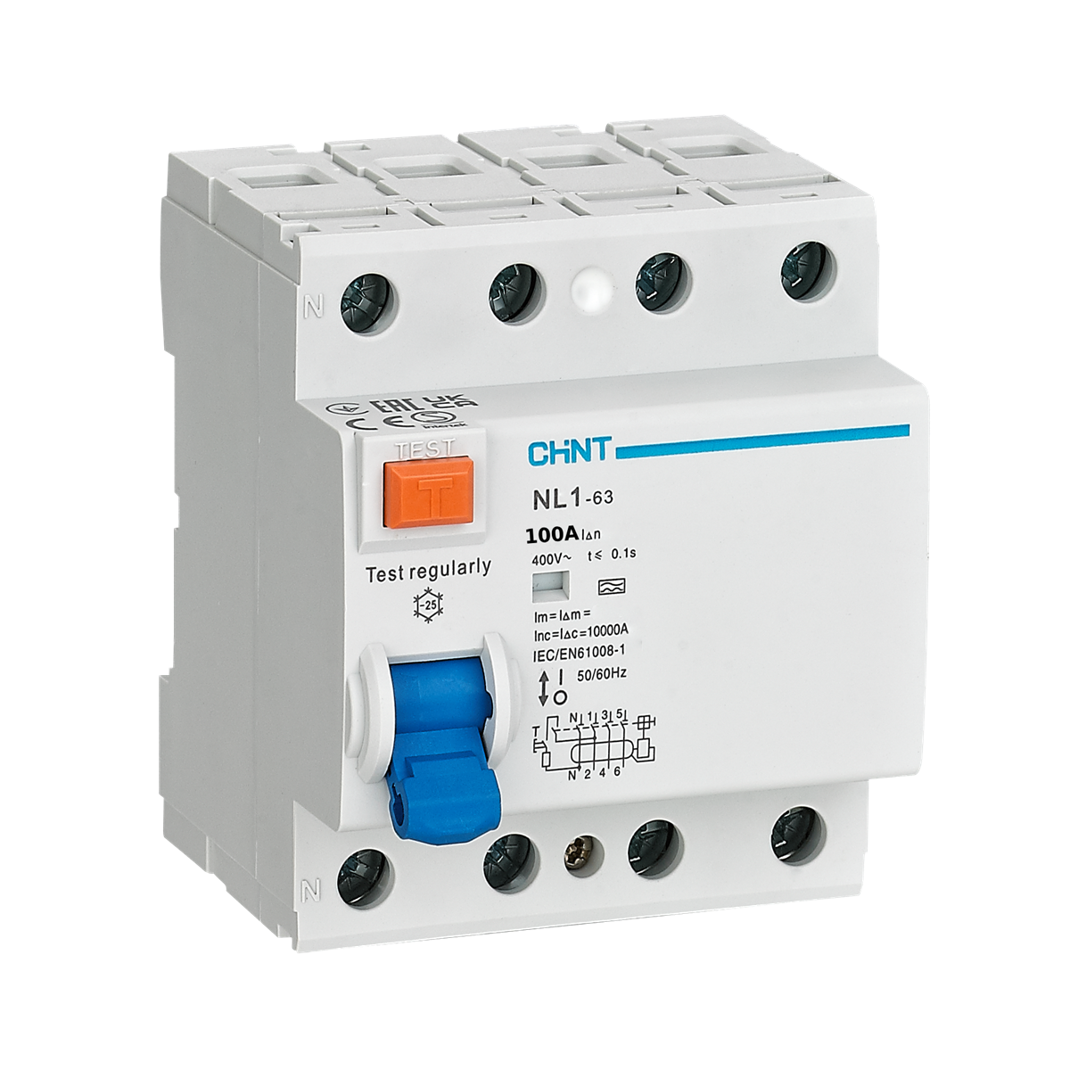 4x100A 30mA Kaçak Akım Rölesi, Trifaze, 4 Kutup, 380V