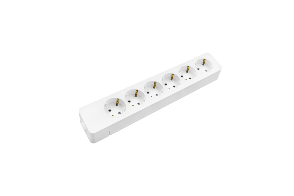 6 lı Priz Kablosuz, Klemensli, Topraklı, Beyaz, Çocuk Korumalı