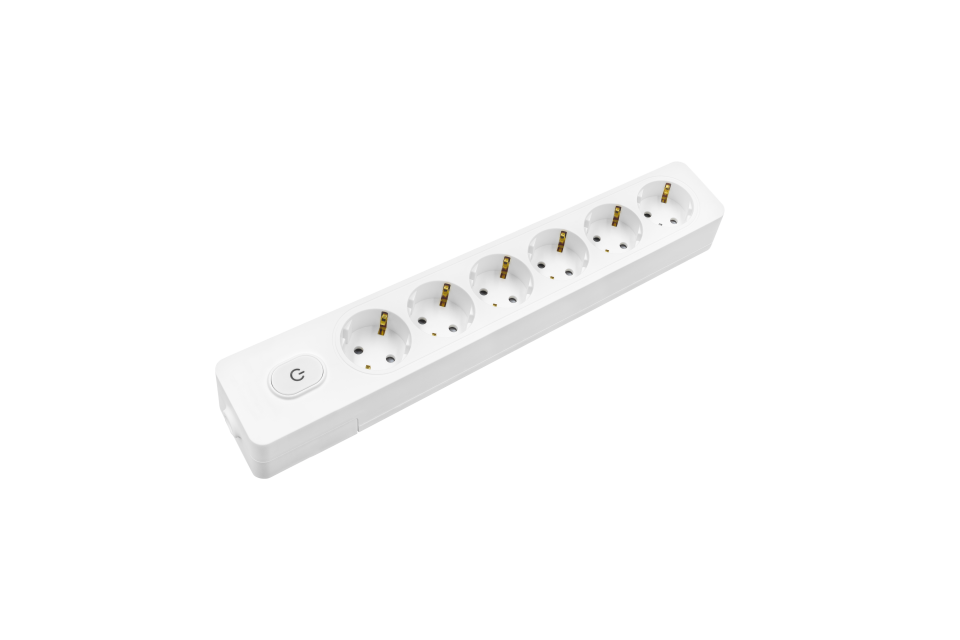 6 lı Priz Kablosuz Anahtarlı, Düğmeli, Klemensli, Beyaz