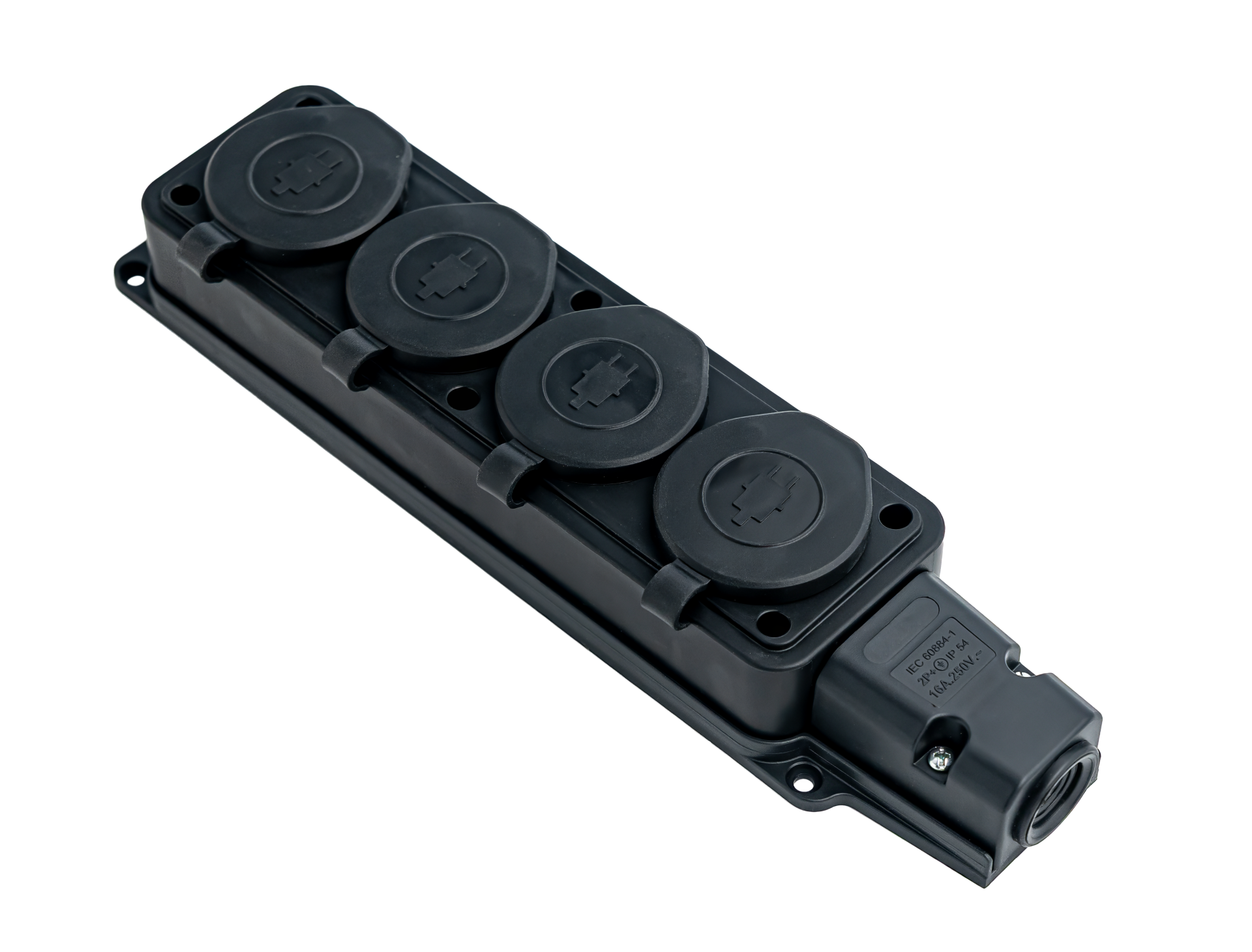4 lü Kauçuk Grup Priz, Monofaze, 1x16, IP54, Dış Ortam
