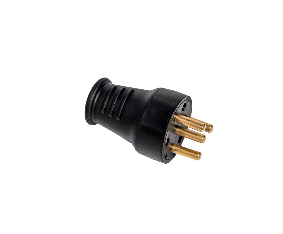 Trifaze Kauçuk Erkek Fiş, 3x25A, IP44, Siyah