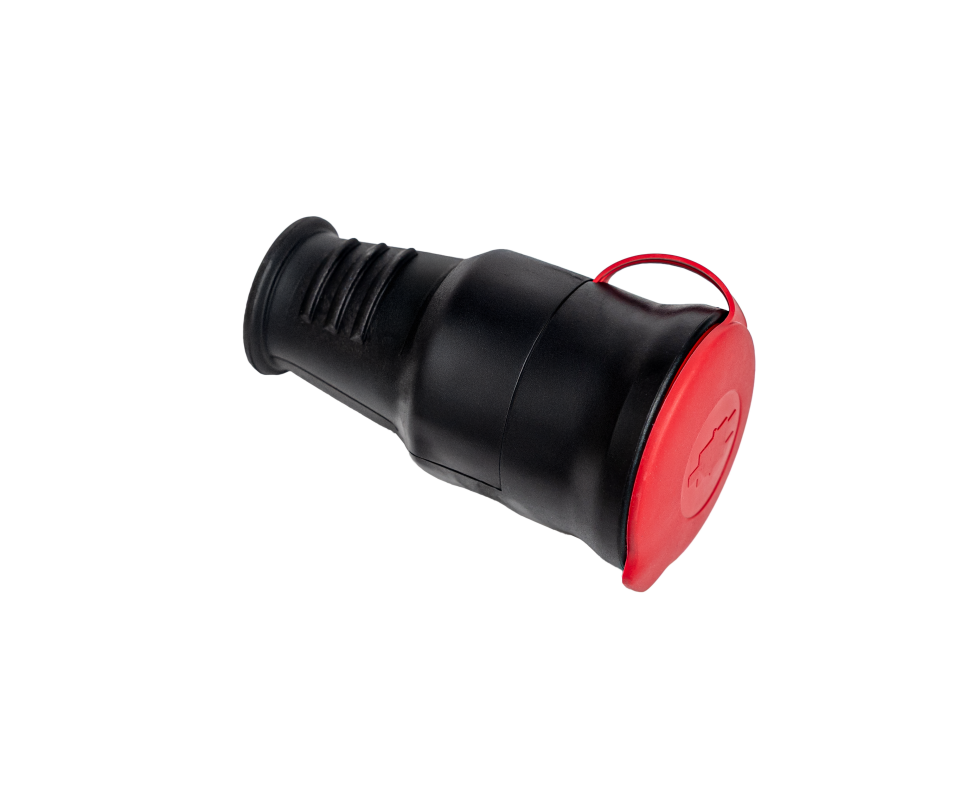 Trifaze Kauçuk Dişi Fiş, 3x25A, IP44, Kapaklı, Siyah/Kırmızı