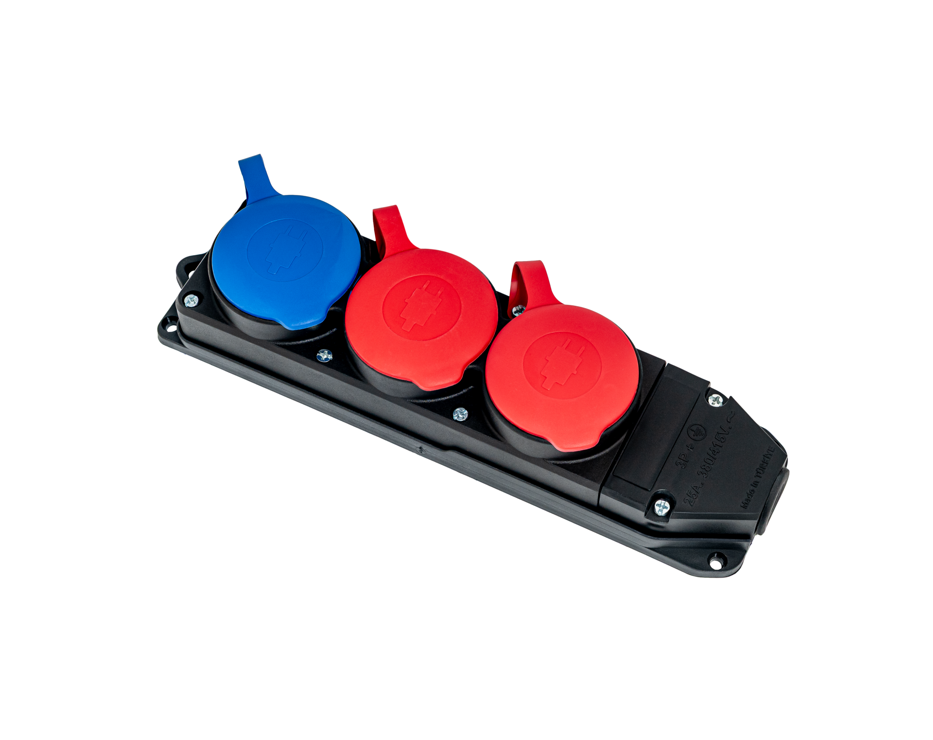 2 Trifaze 1 Monofaze Kauçuk Priz, IP55, Dış Ortam, Kapaklı