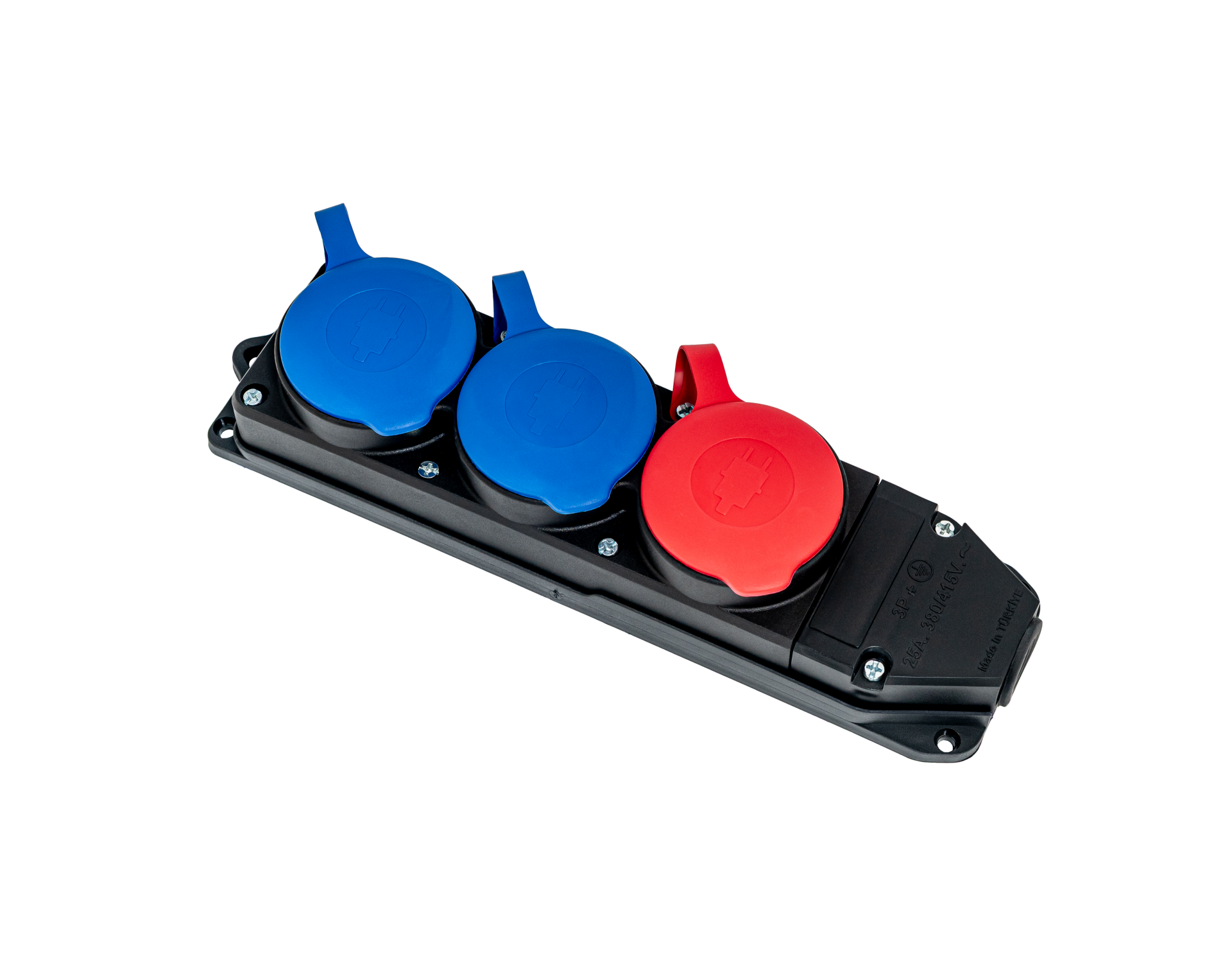 1 Trifaze 2 Monofaze Kauçuk Priz, IP55, Dış Ortam, Kapaklı