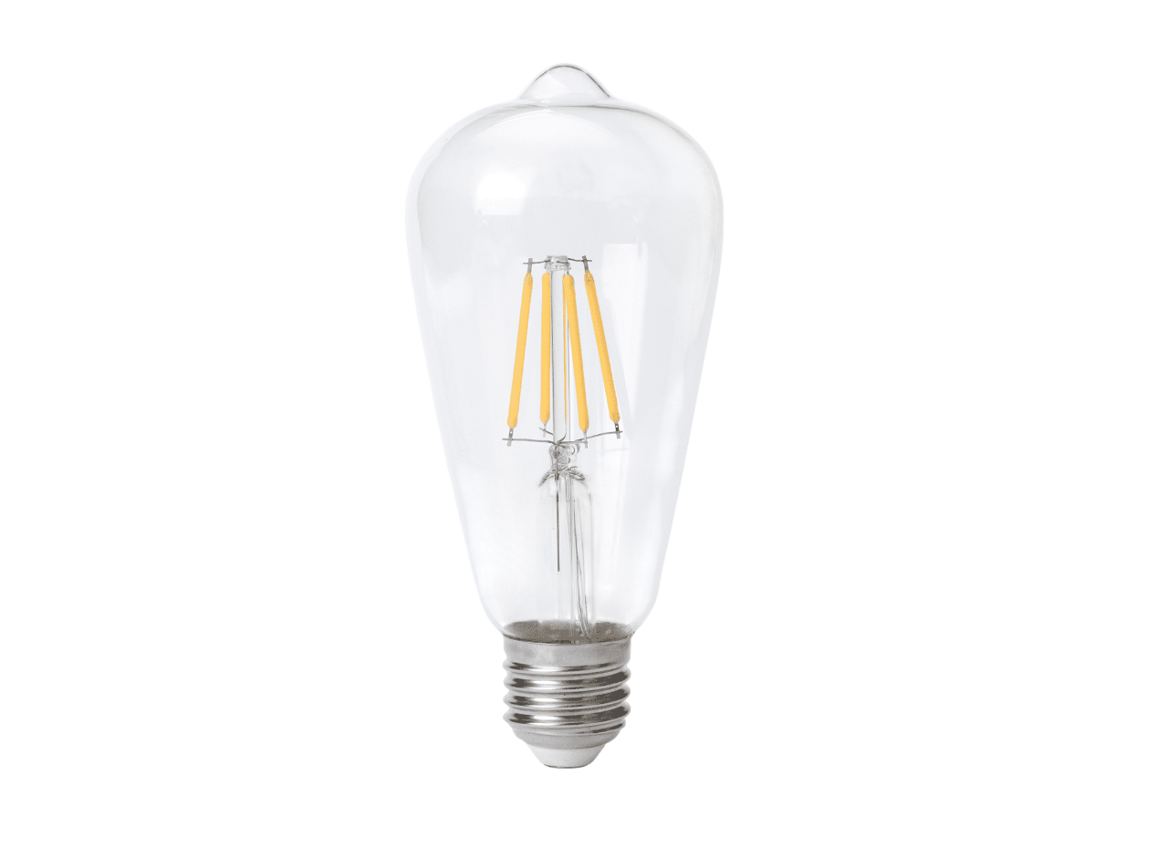 4 Watt Rustik Led Ampul, E27, Beyaz, Kalın Duy, Şeffaf Cam