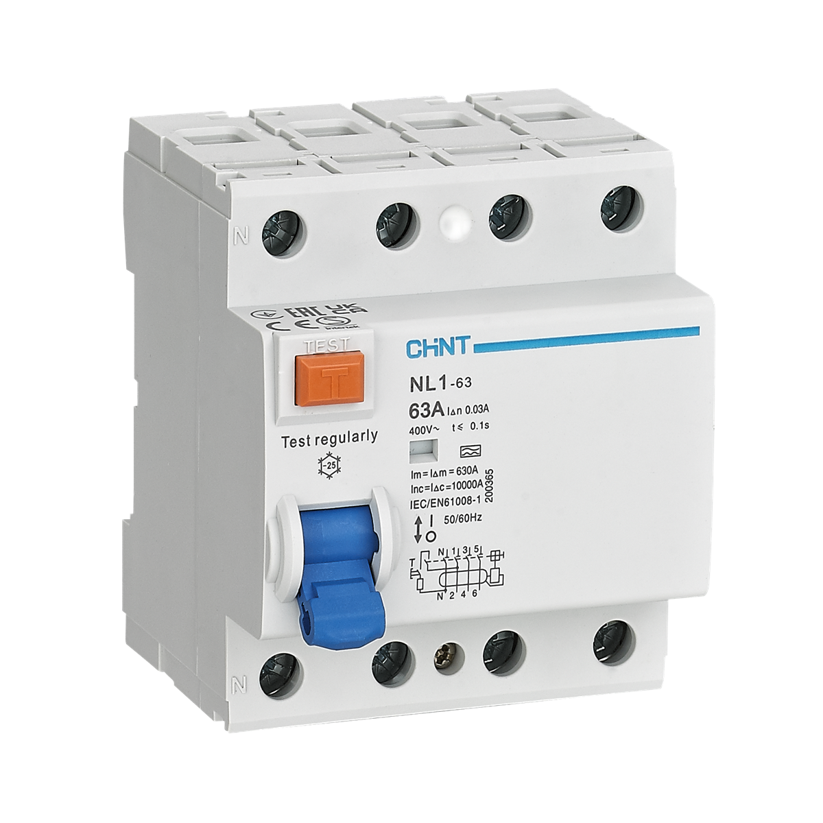4x63A 30mA Kaçak Akım Rölesi, Trifaze, 200225