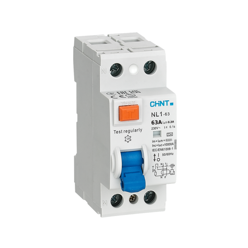 2x63A 300mA Kaçak Akım Rölesi, Monofaze, 2 Kutup, 220V