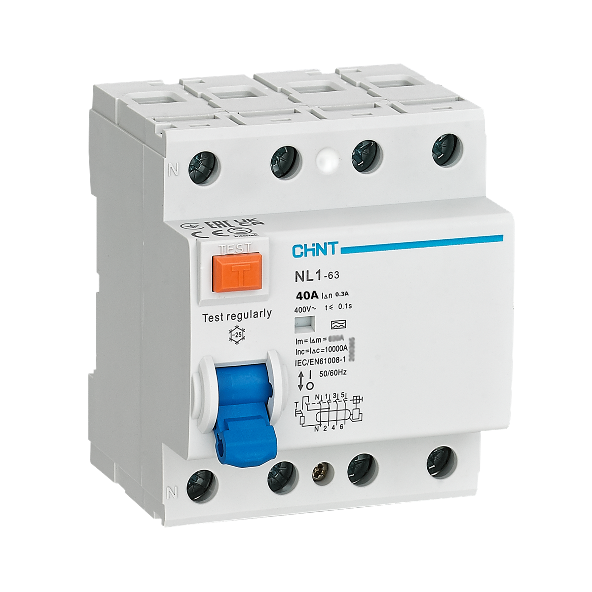 4x40A 300mA Kaçak Akım Rölesi, Trifaze, 4 Kutup, 380V