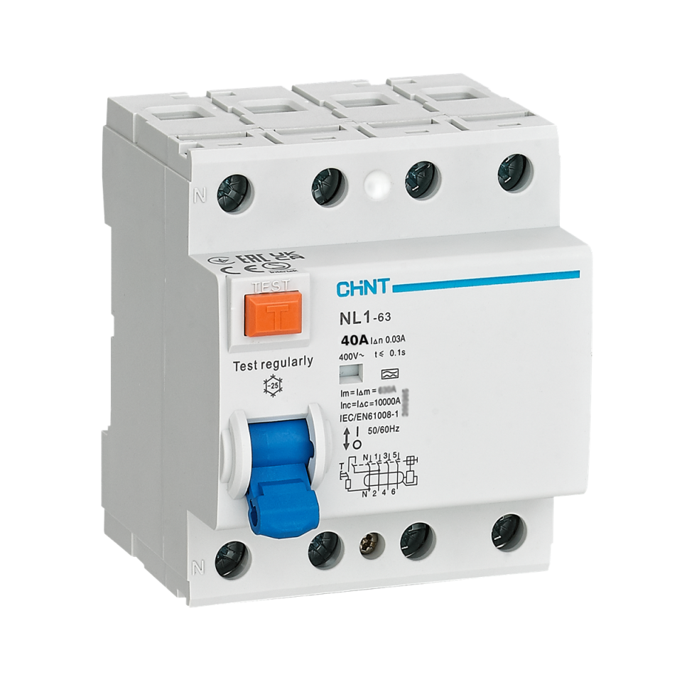 4x40A 30mA Kaçak Akım Rölesi, Trifaze, 4 Kutup, 380V