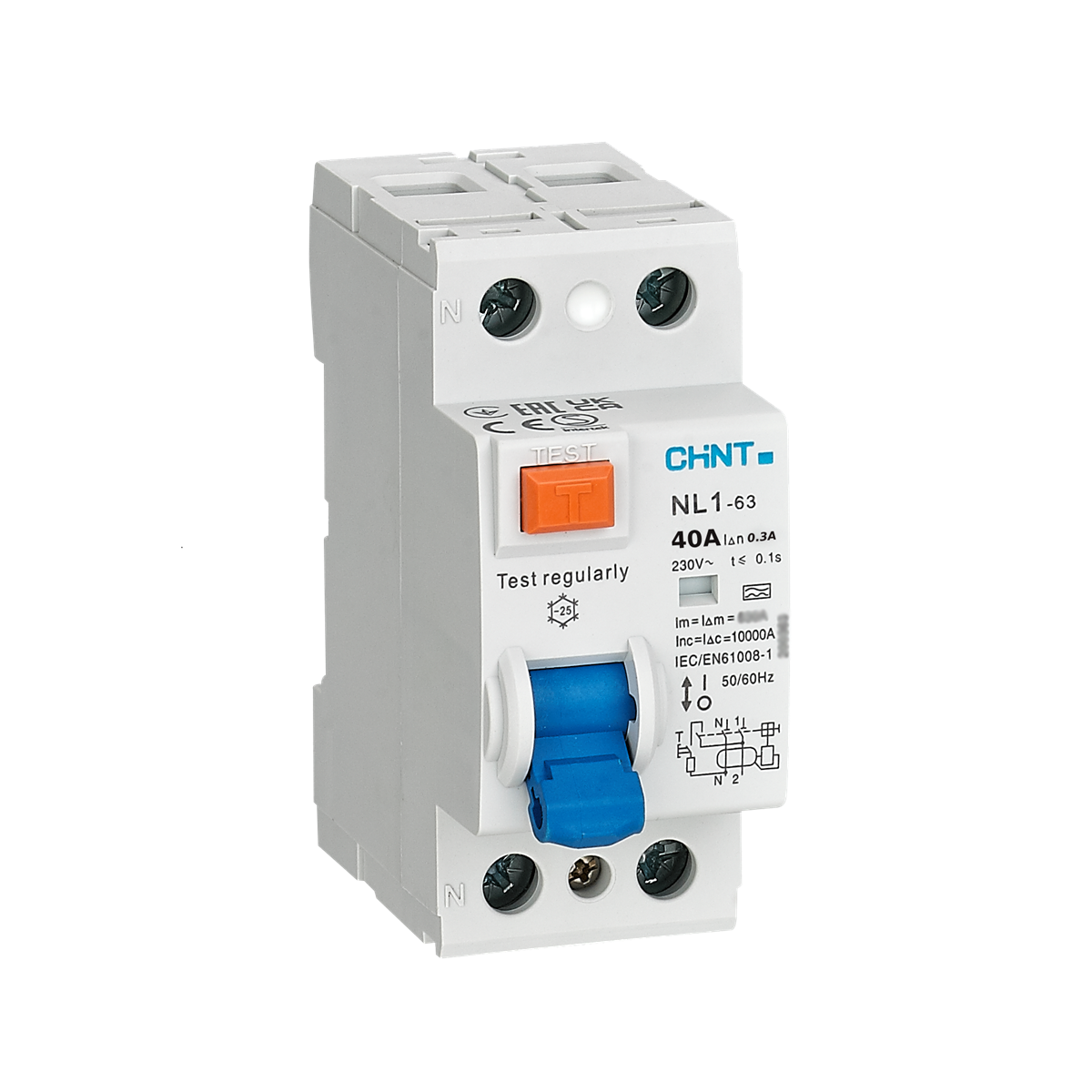 2x40A 300mA Kaçak Akım Rölesi, Monofaze, 2 Kutup, 220V