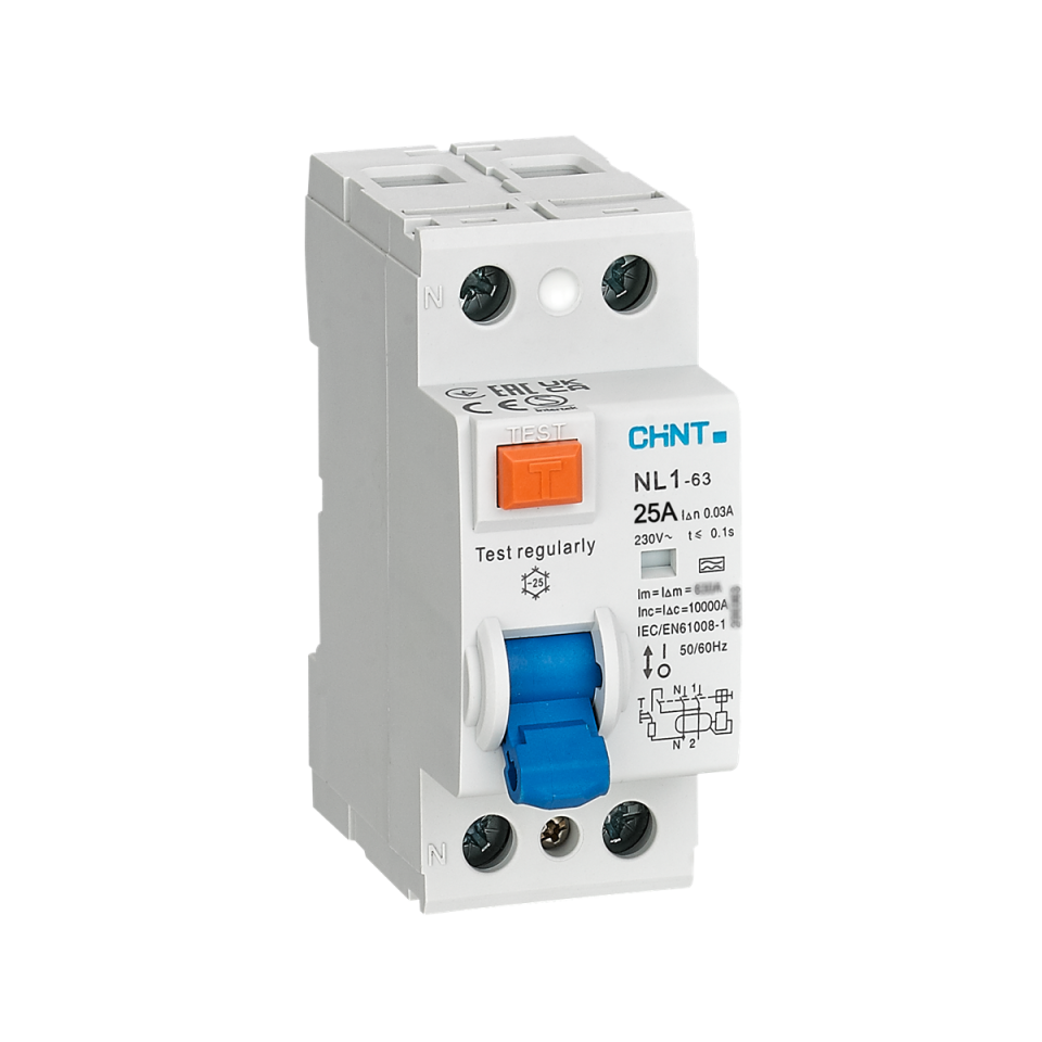 2x25A 30mA Kaçak Akım Rölesi, Monofaze, 2 Kutup, 220V