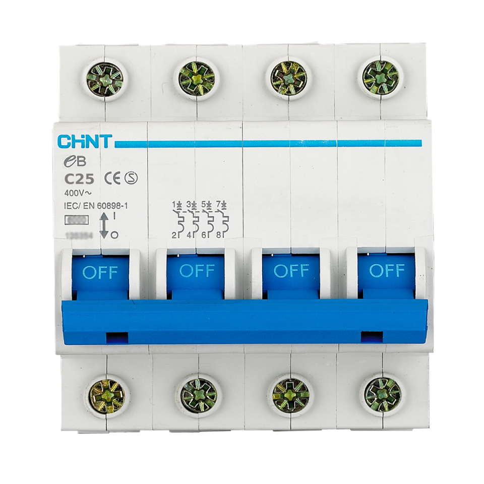 4x25 Amper Sigorta, 4lü Grup, C Tipi, Nötr Kesmeli, 186540