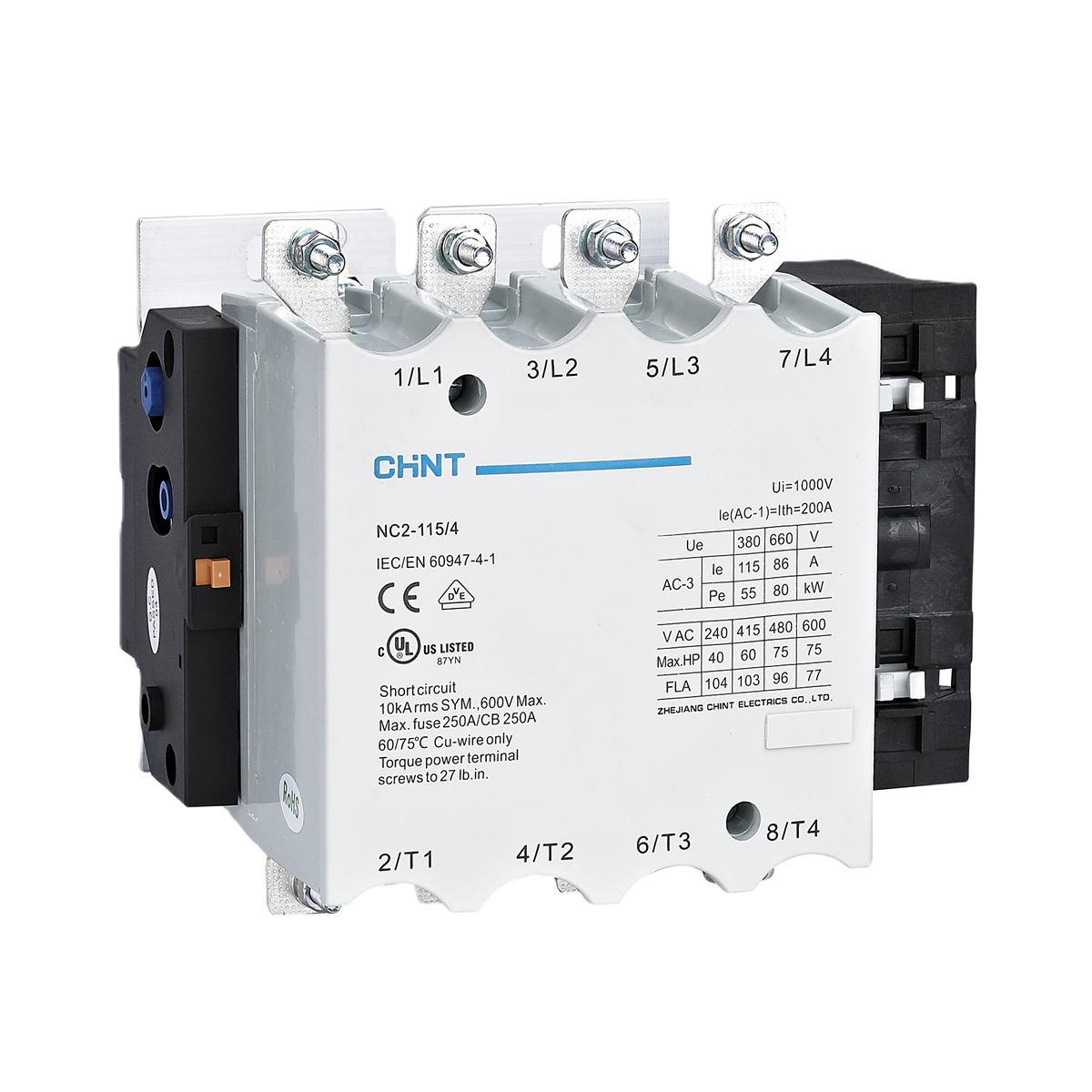 4x200A Kontaktör (AC-1) 671434, NC2-115M4