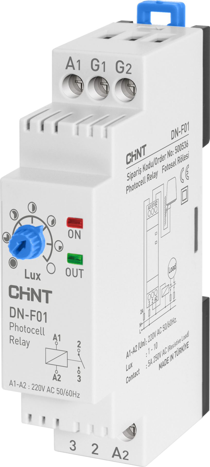 Fotosel Rölesi, Gece-Gündüz, 1-10 Lux, Göz Dahil