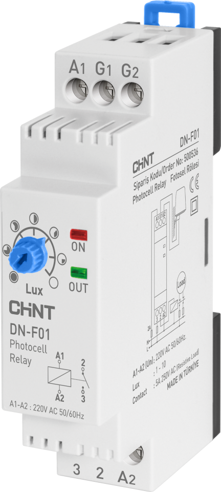 Fotosel Rölesi, Gece-Gündüz, 1-10 Lux, Göz Dahil