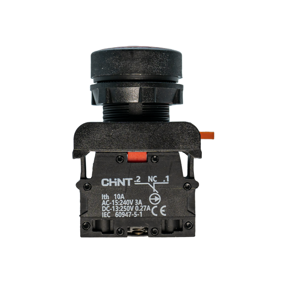 Kırmızı Pano Butonu, Yaylı, 1NK (1NC), Düz